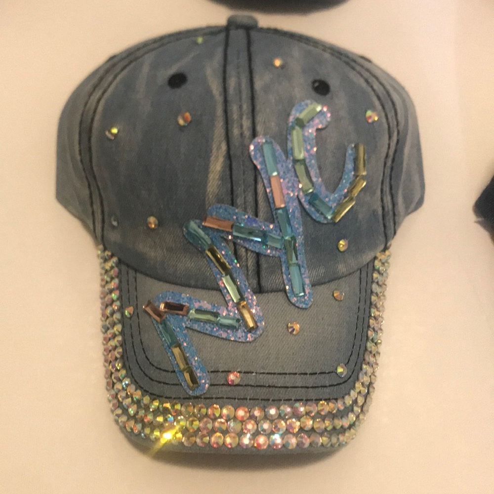 NYC Faded Jean hat with Bling